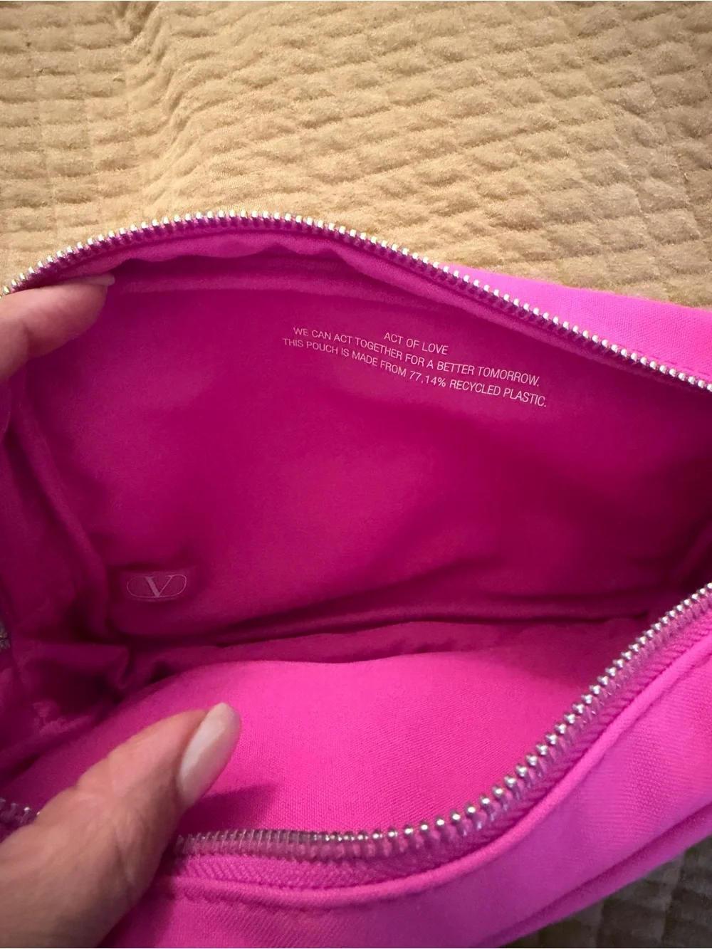 Valentino Hot Pink V Logo Cosmetic Pouch
